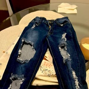 Blue ripped jeans
